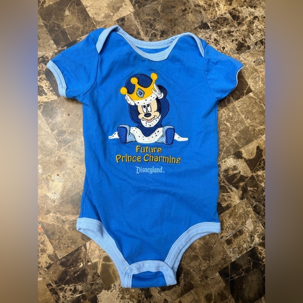 4/30$ Disney Blue 'Future Prince Charming' One Piece 18 months